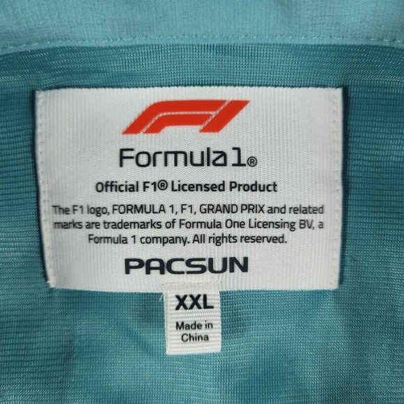 Formula 1 x PacSun Corsa Zip Shirt Men's 2XL Blue Short Sleeve F1 Racing NWT - Picture 6 of 9
